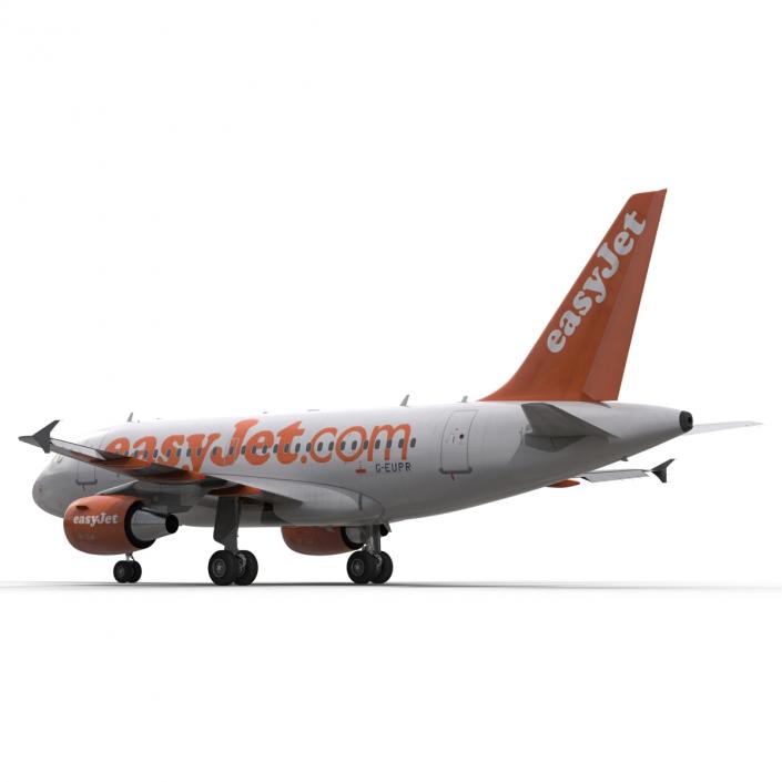 3D Airbus A318 EasyJet Rigged