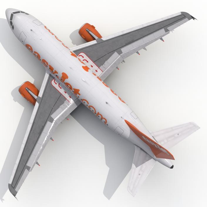 3D Airbus A318 EasyJet Rigged