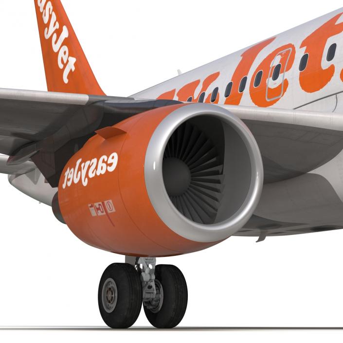 3D Airbus A318 EasyJet Rigged