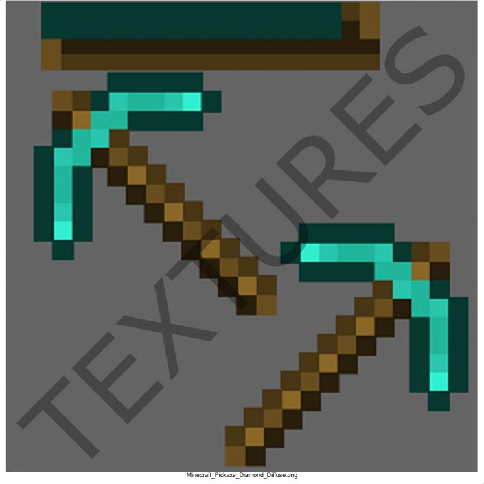 3D model Minecraft Pickaxe Diamond