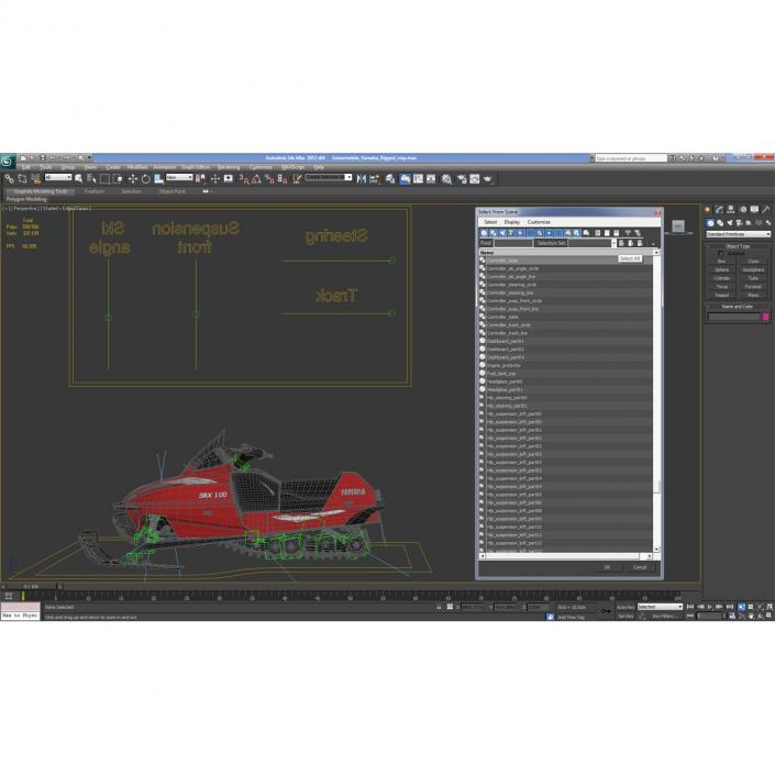Snowmobile Yamaha Rigged 3D model