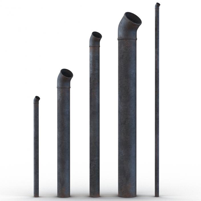 3D model Iron Pipes with Elbow Attachment 45