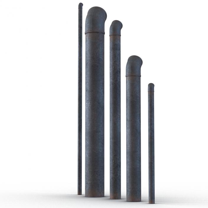 3D model Iron Pipes with Elbow Attachment 45