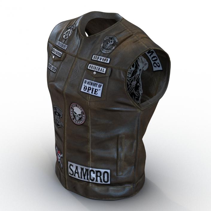 3D model Leather Biker Vest 2