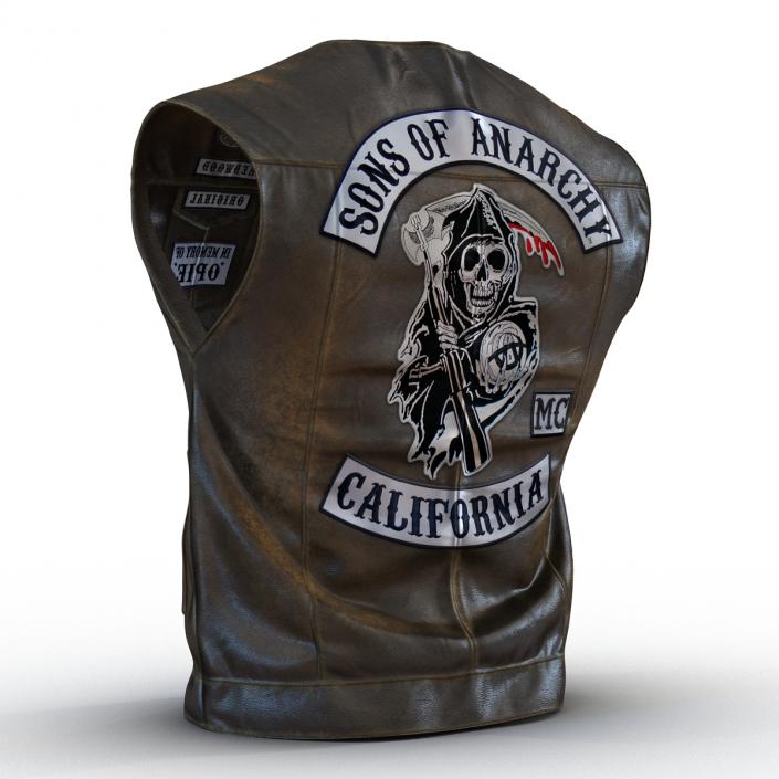 3D model Leather Biker Vest 2