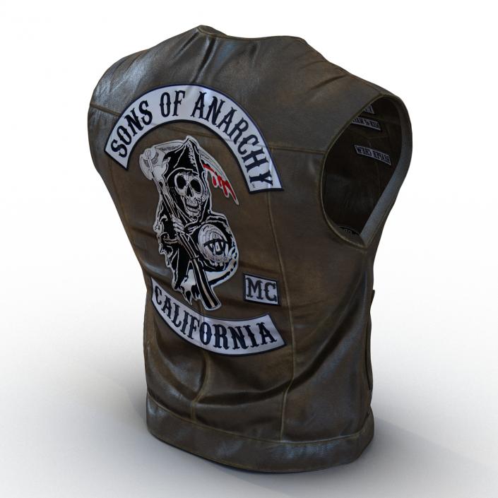 3D model Leather Biker Vest 2