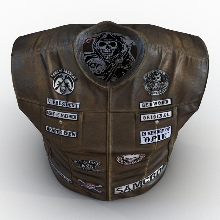 3D model Leather Biker Vest 2