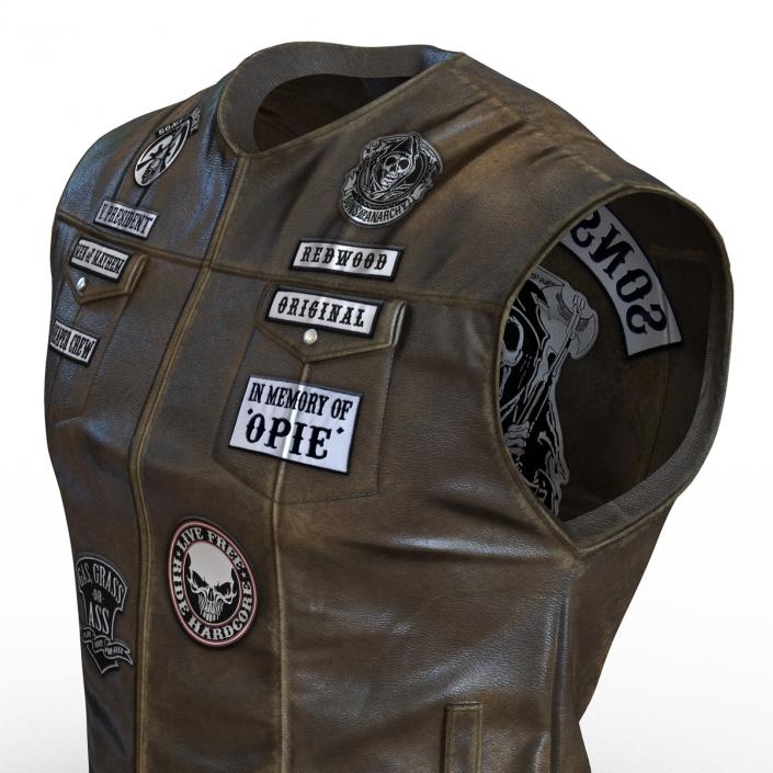 3D model Leather Biker Vest 2