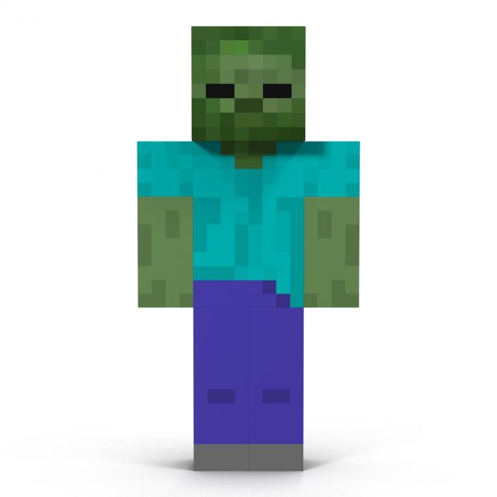 3D Minecraft Zombie Rigged model