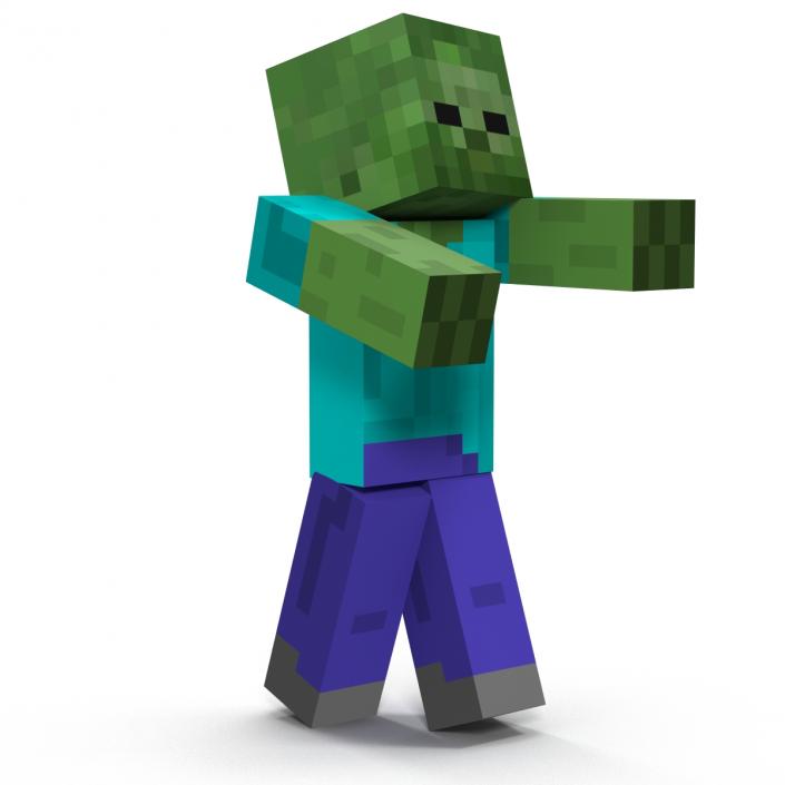 3D Minecraft Zombie Rigged model