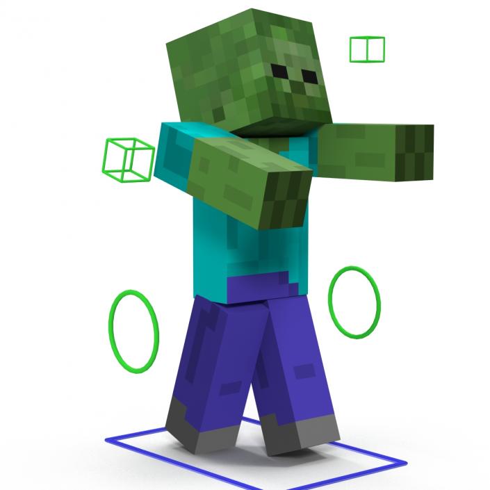 3D Minecraft Zombie Rigged model