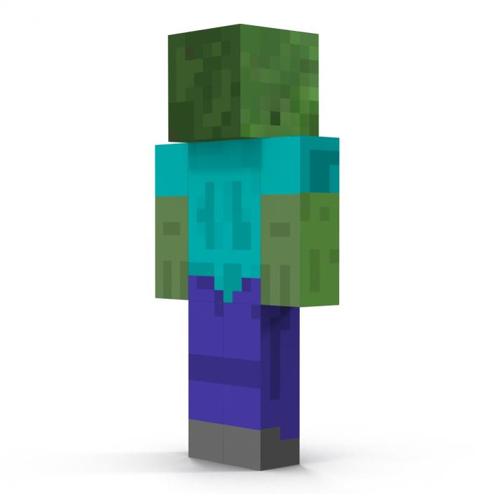 3D Minecraft Zombie Rigged model