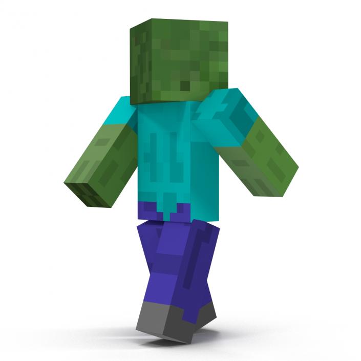 3D Minecraft Zombie Rigged model