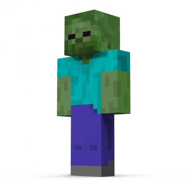 3D Minecraft Zombie Rigged model