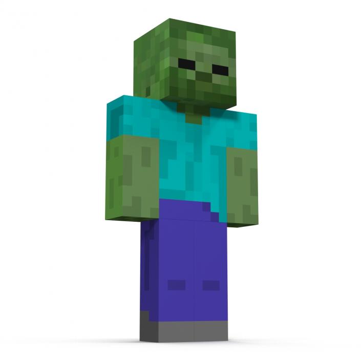 3D Minecraft Zombie Rigged model