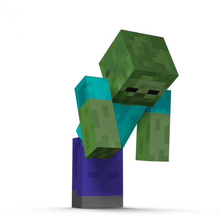 3D Minecraft Zombie Rigged model