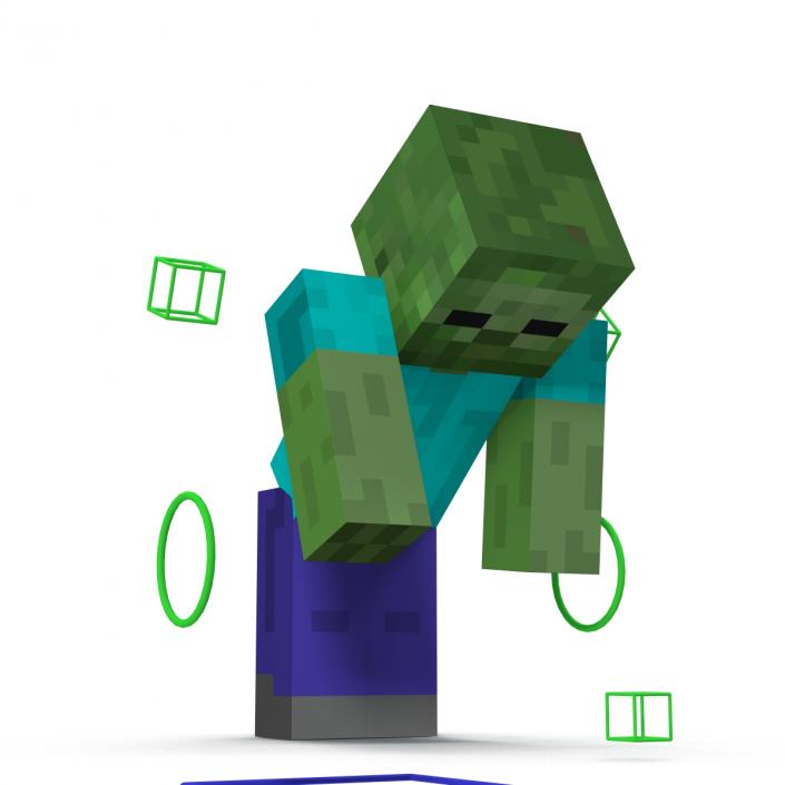 3D Minecraft Zombie Rigged model