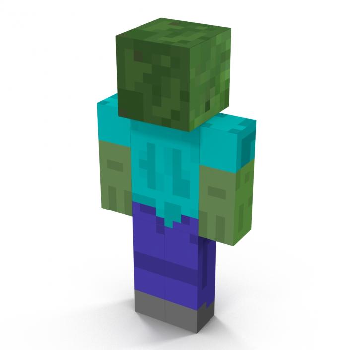 3D Minecraft Zombie Rigged model