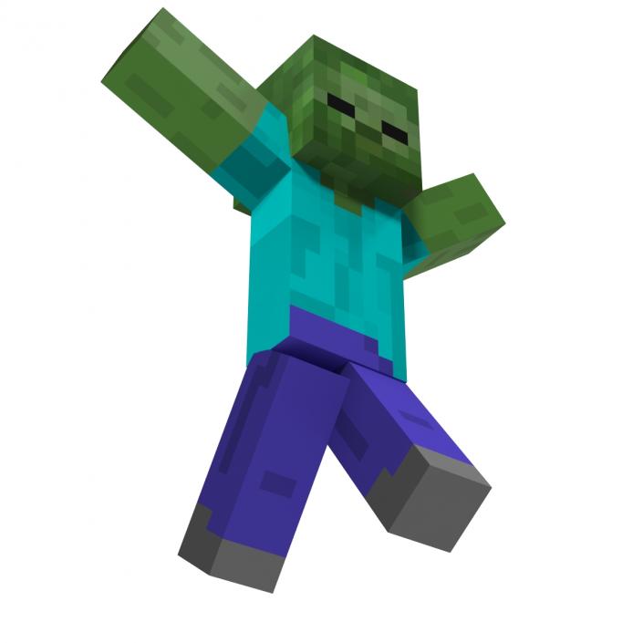 3D Minecraft Zombie Rigged model