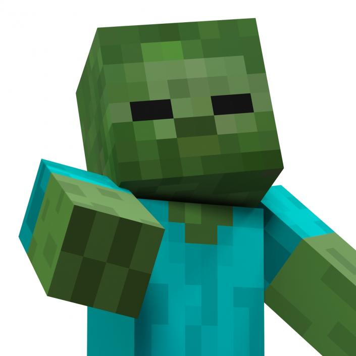 3D Minecraft Zombie Rigged model