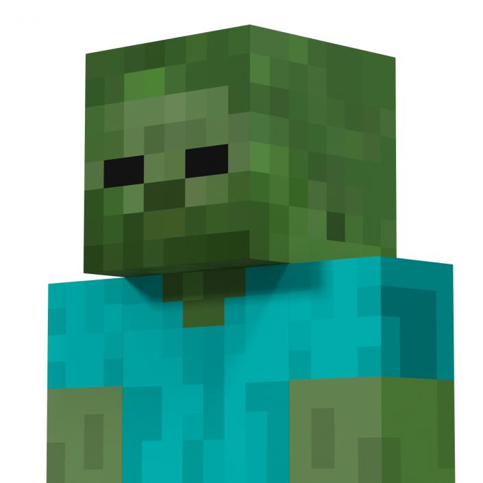 3D Minecraft Zombie Rigged model