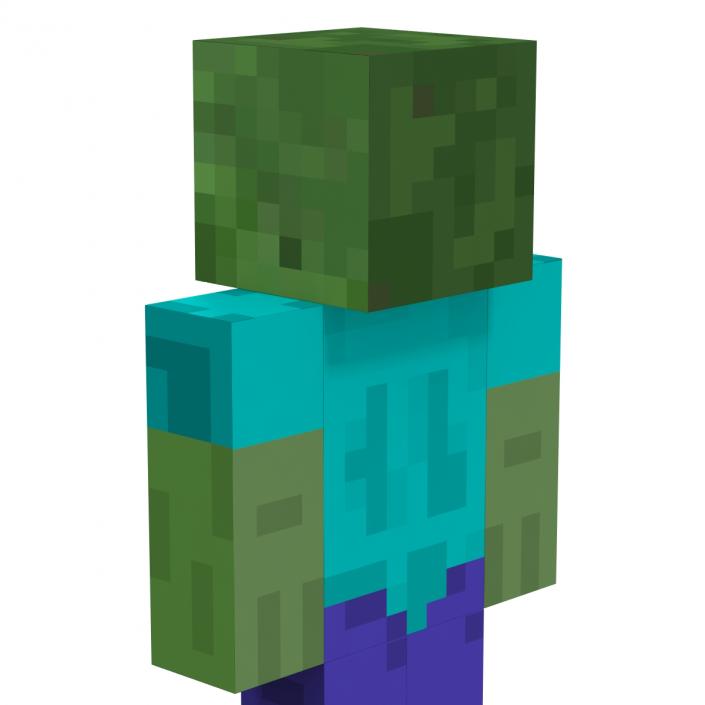 3D Minecraft Zombie Rigged model