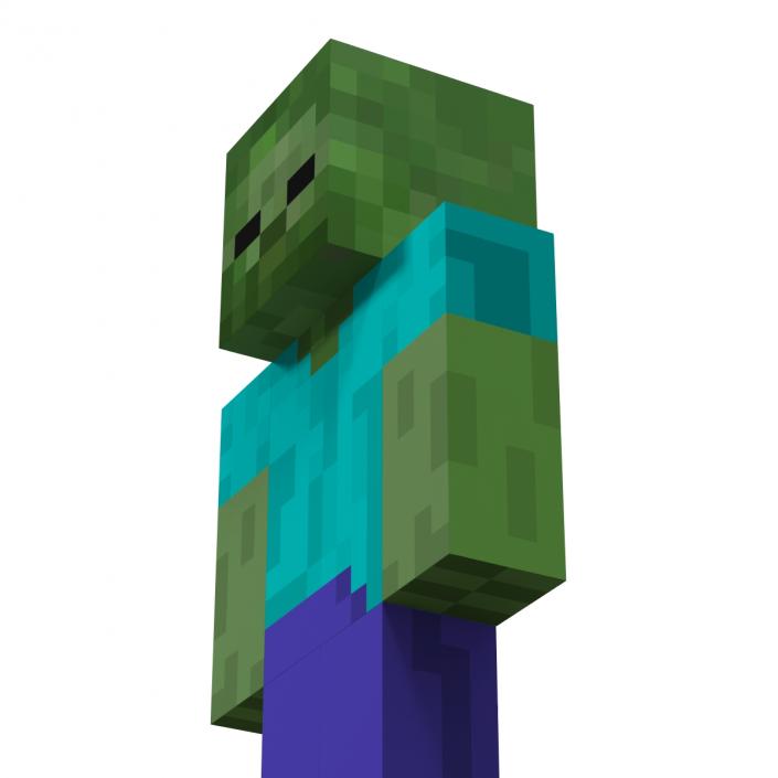 3D Minecraft Zombie Rigged model