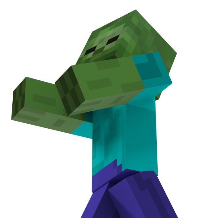 3D Minecraft Zombie Rigged model