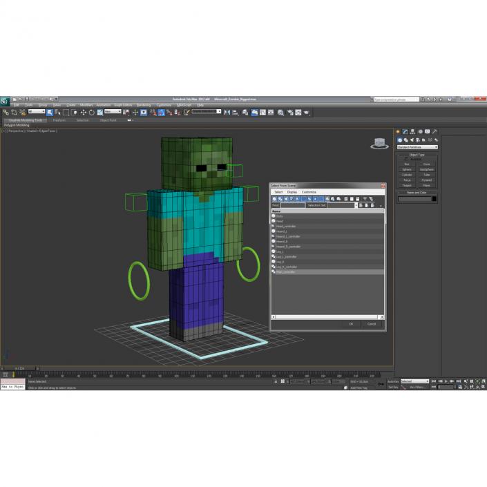 3D Minecraft Zombie Rigged model