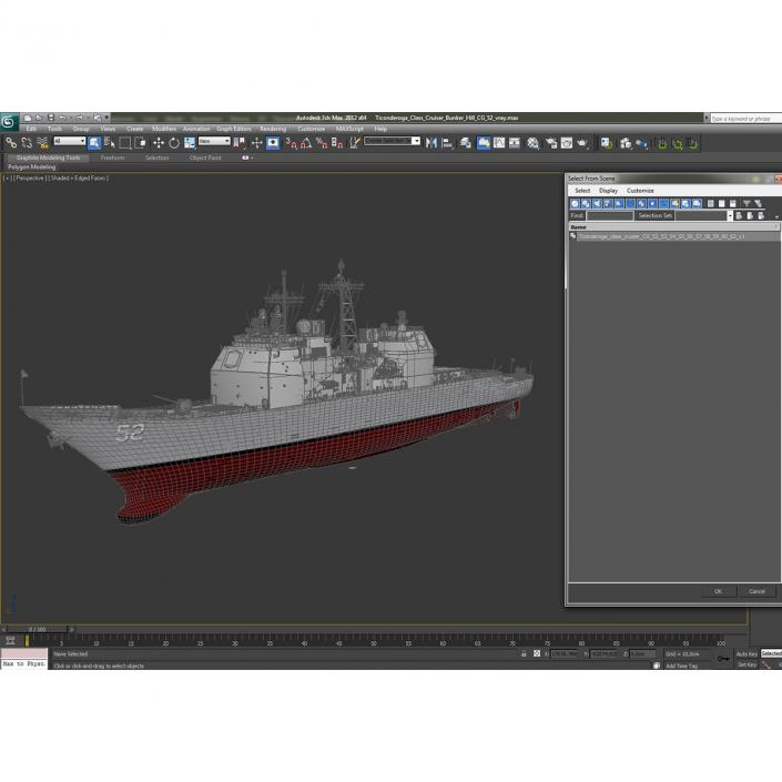 3D Ticonderoga Class Cruiser Bunker Hill CG-52 model