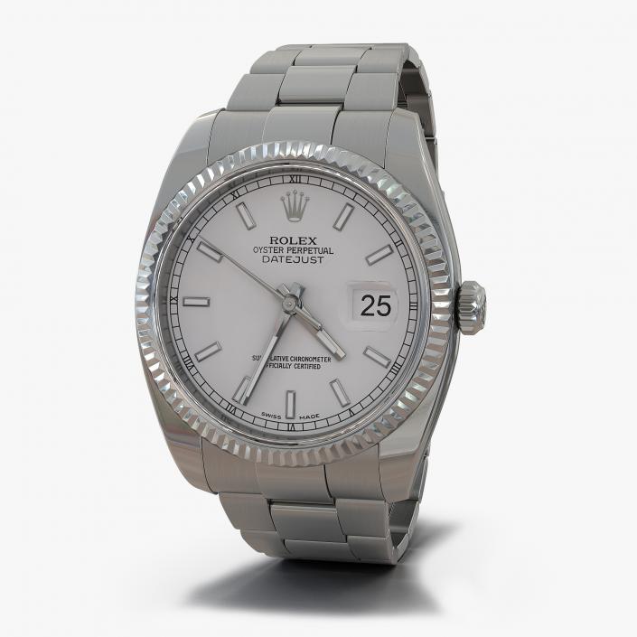 3D model Rolex Datejust White Gold 36mm