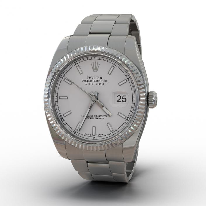 3D model Rolex Datejust White Gold 36mm