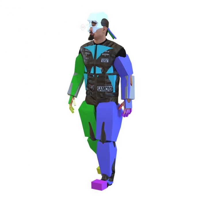 Biker Man Rigged 2 with Fur 3D