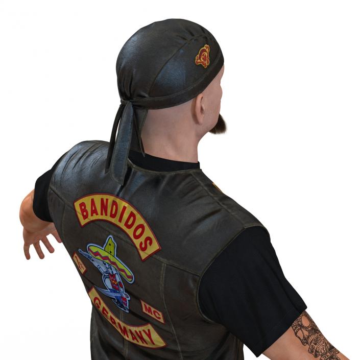 3D model Biker Man Rigged with Fur