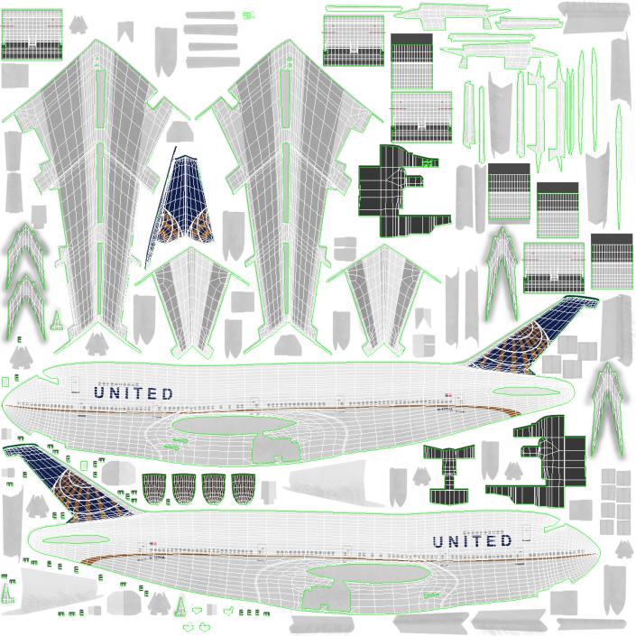 Boeing 747-200B United 3D