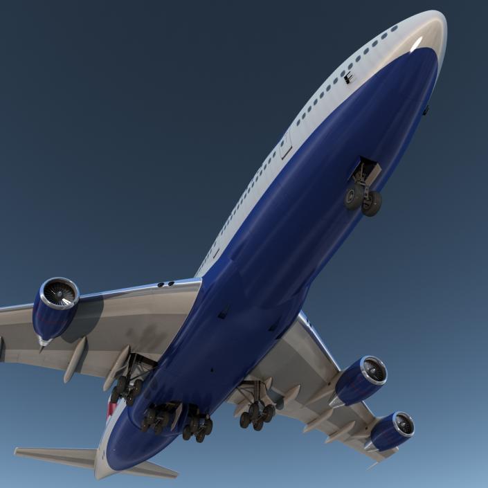 3D Boeing 747-200B British Airways Rigged model