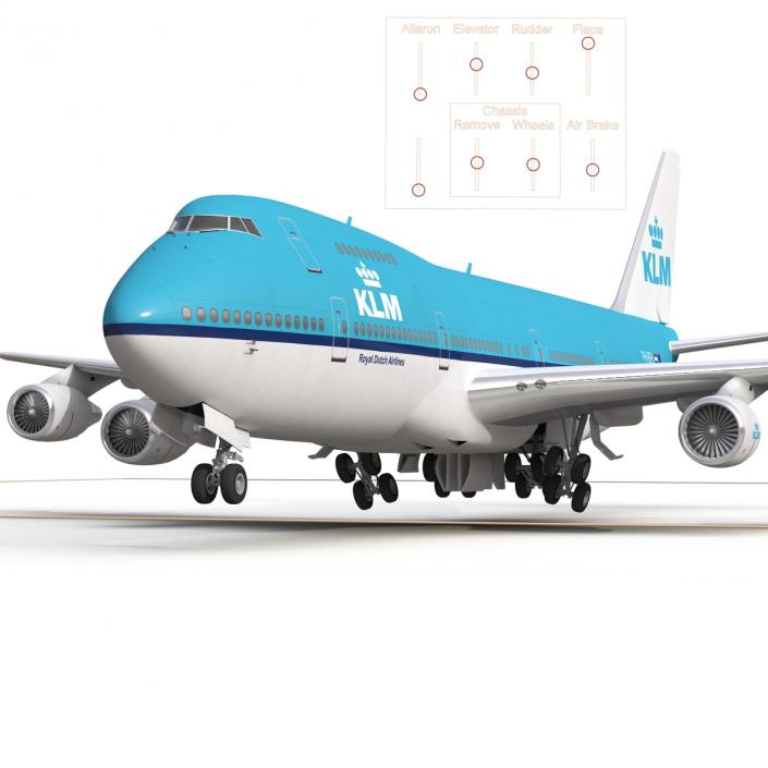 3D Boeing 747-200B KLM Rigged