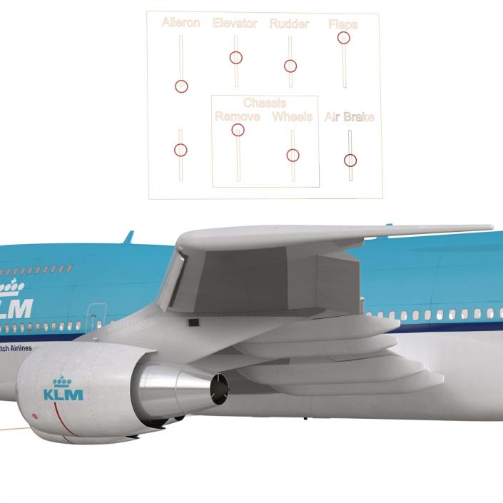 3D Boeing 747-200B KLM Rigged