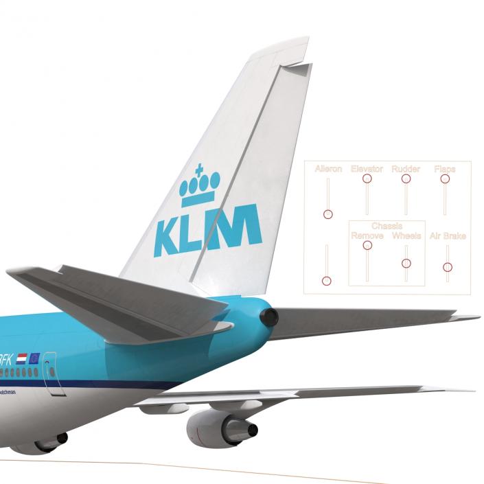 3D Boeing 747-200B KLM Rigged