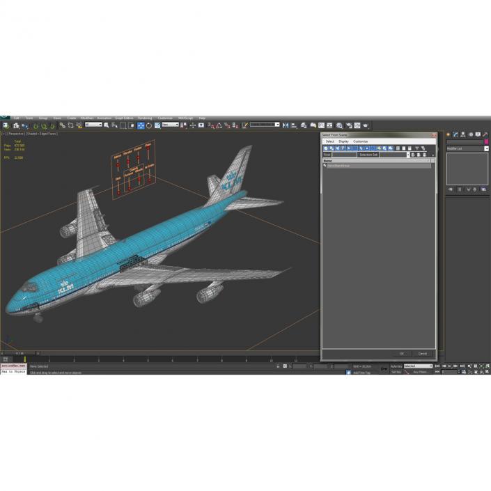 3D Boeing 747-200B KLM Rigged