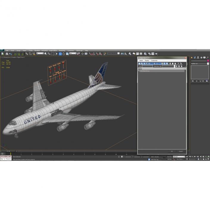 Boeing 747-200B United Rigged 3D model