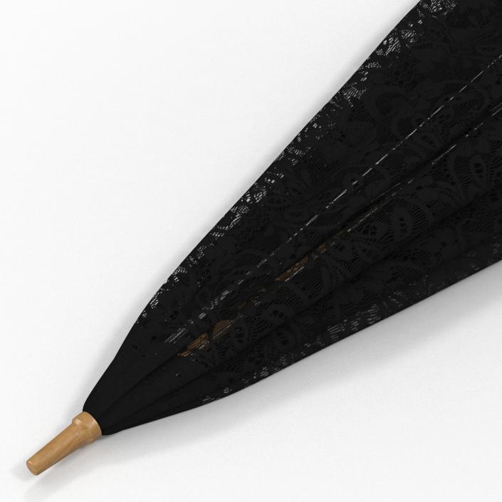 Umbrella Lace Parasol Folded Black 3D model