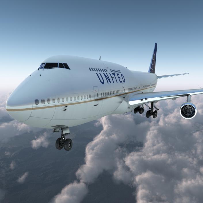 3D Boeing 747-300 United