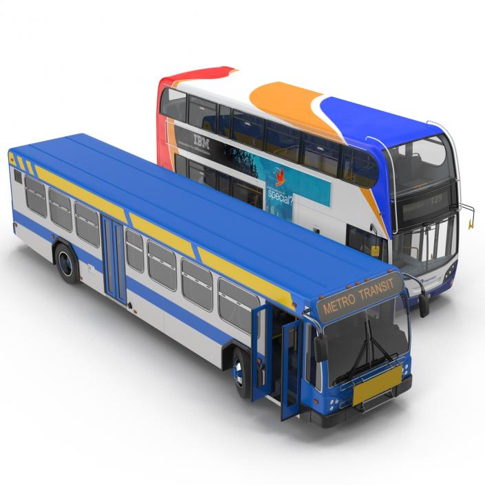 3D model Rigged Buses Collection 2