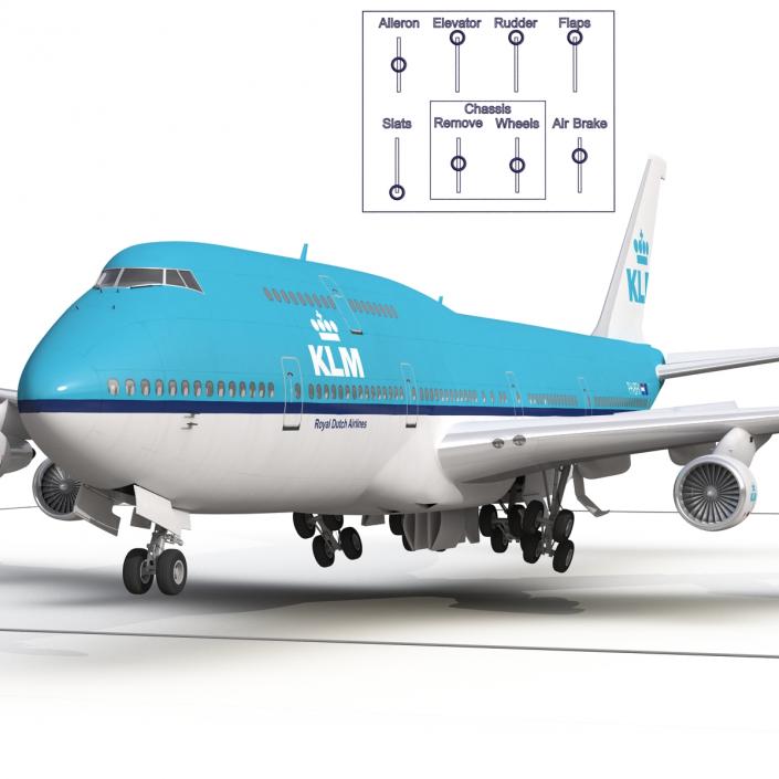 3D model Boeing 747-300 KLM Rigged