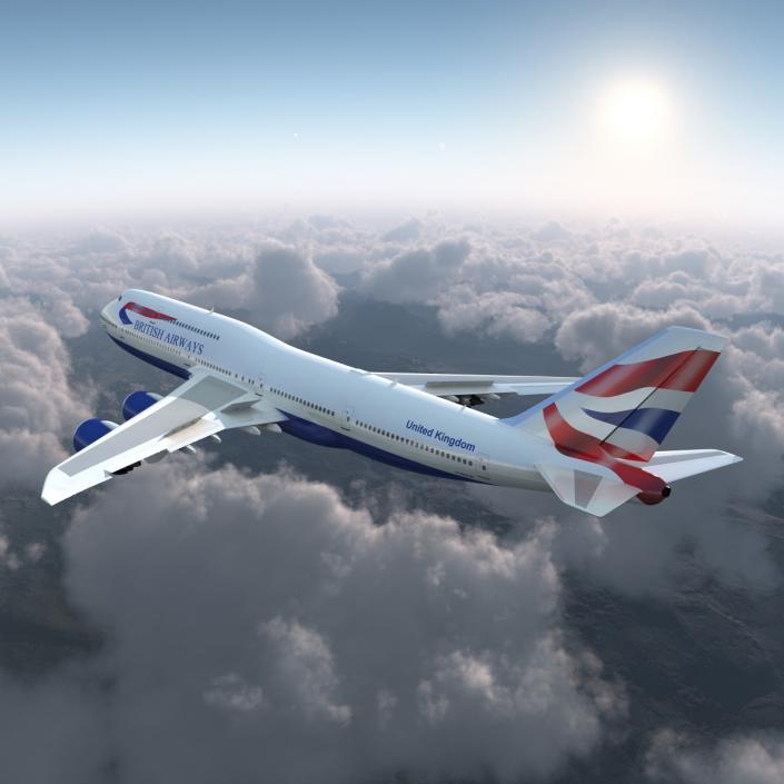 3D Boeing 747-8I British Airways Rigged