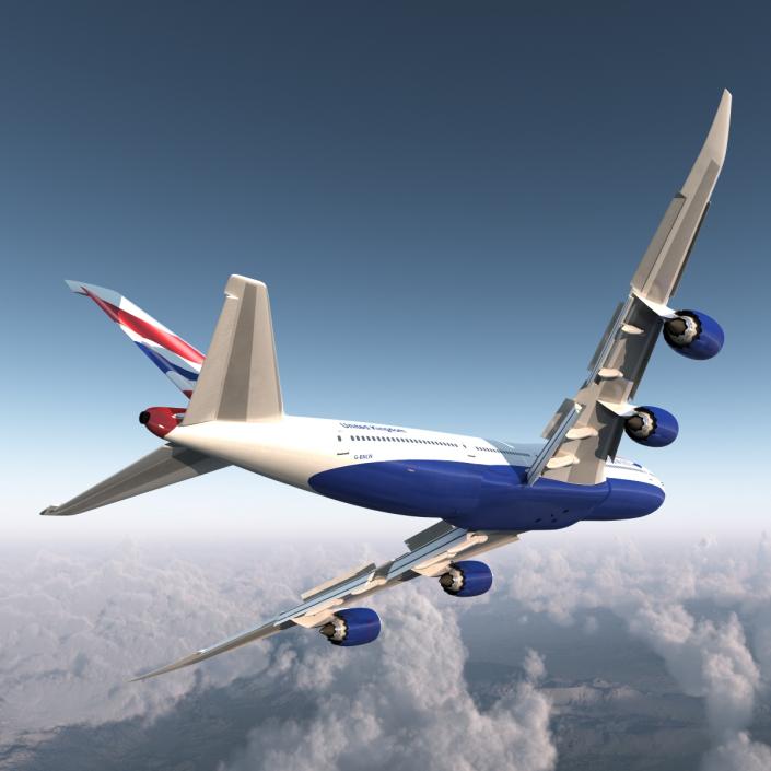 3D Boeing 747-8I British Airways Rigged