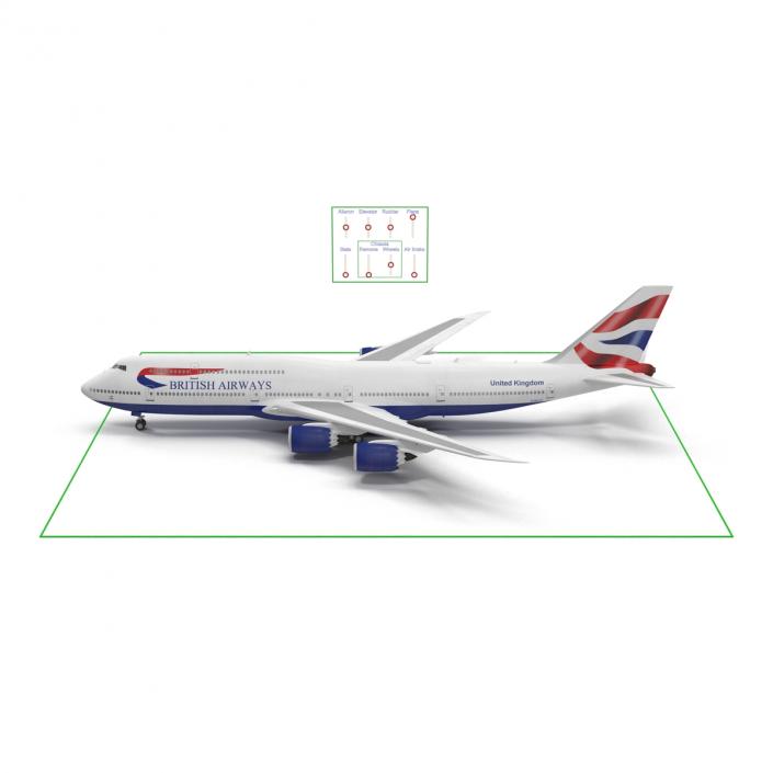 3D Boeing 747-8I British Airways Rigged