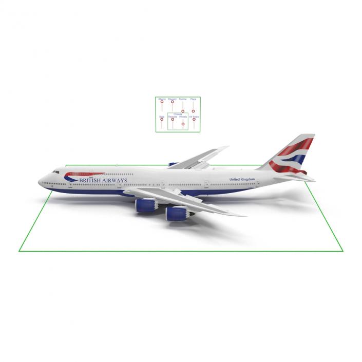 3D Boeing 747-8I British Airways Rigged