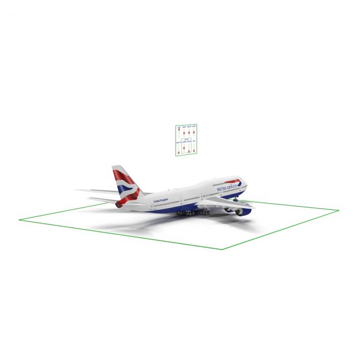 3D Boeing 747-8I British Airways Rigged